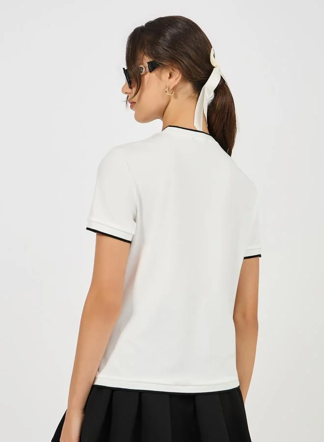 ستايلي Rib Round Neck Knit Top