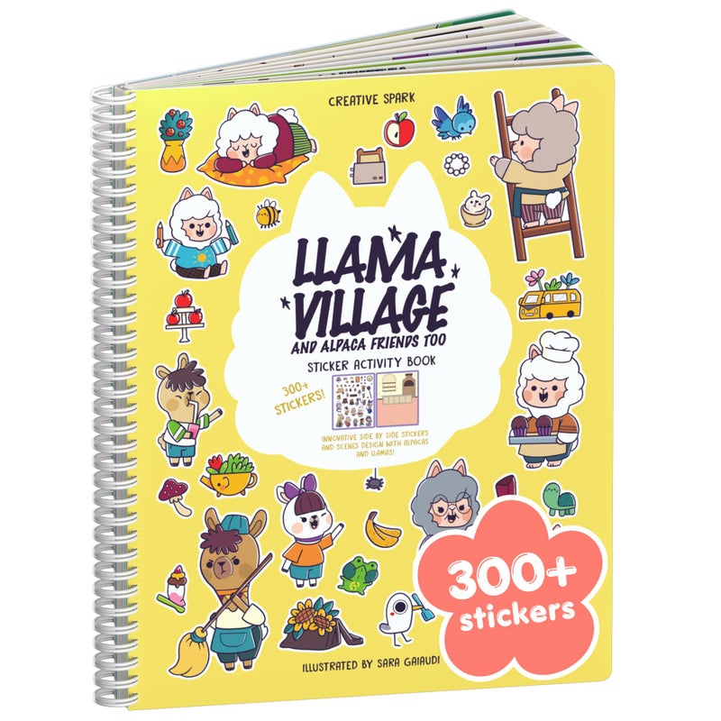 CUPKIN Llama Village 500 Kids Sticker Book by Cupkin Toddler Airplane Travel Activity Coloring and Sticker Book Road Trip Essentials 12 Coloring Pages 12 Scenes for Ages 28 Years - Image 2