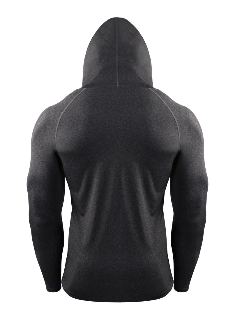 Loquat - Men Quick Dry Breathable Sports Hoodie Black - Image 1