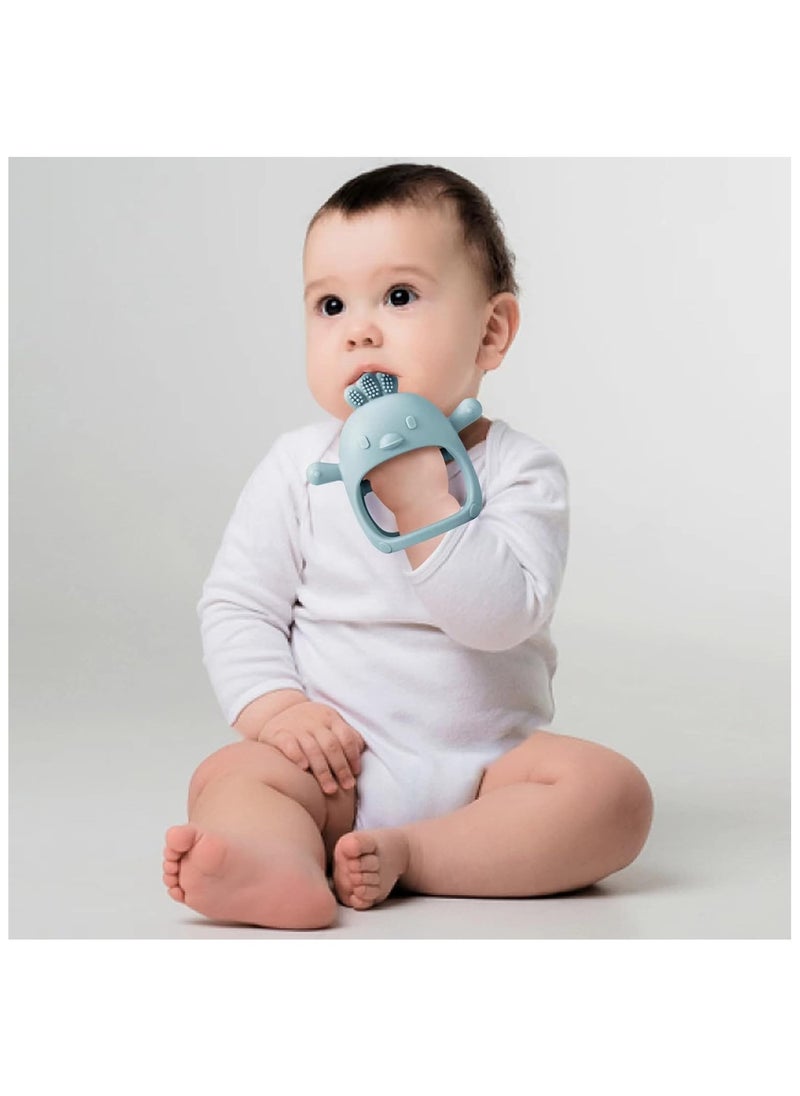 FIRST PRO - 2 Pack Silicone Baby Teething Toys| Baby Hand Teether Mitten for Sucking Needs| Baby Chew Toys Hand Pacifier for Soothing Teething Pain Relief (Pink/Blue) - Image 1