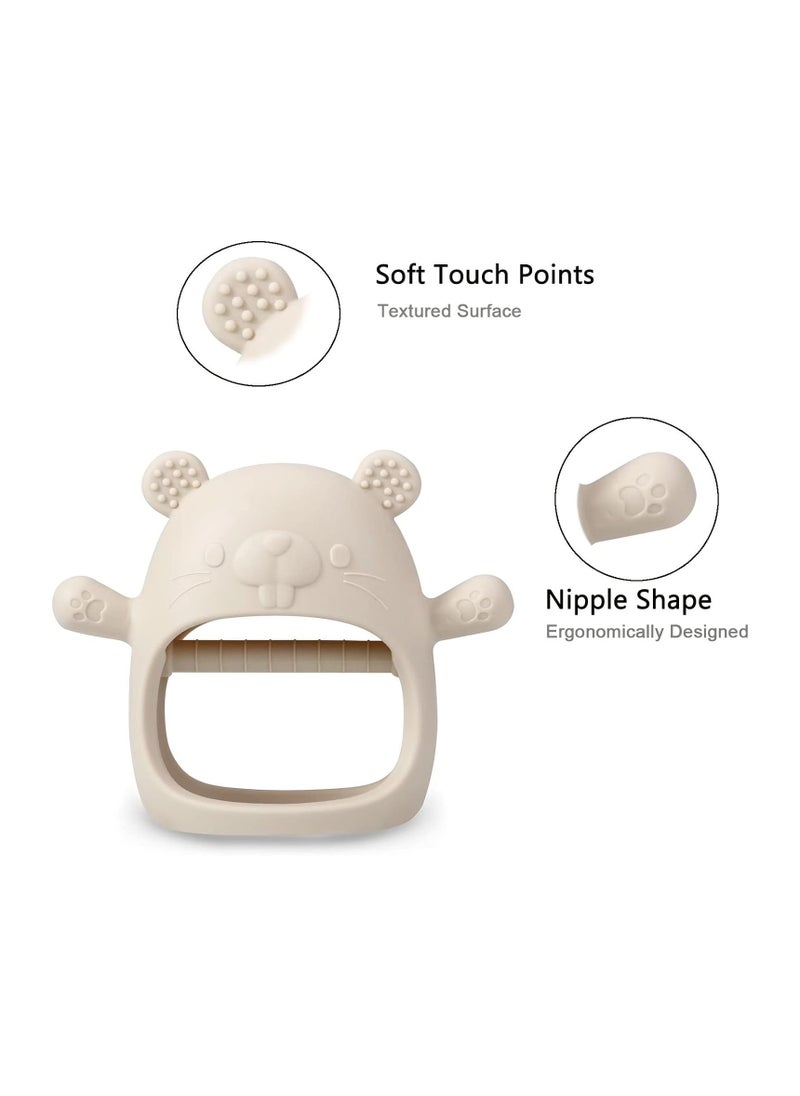 FIRST PRO - 2 Pack Silicone Baby Teething Toys| Baby Hand Teether Mitten for Sucking Needs| Baby Chew Toys Hand Pacifier for Soothing Teething Pain Relief (Pink/Blue) - Image 1