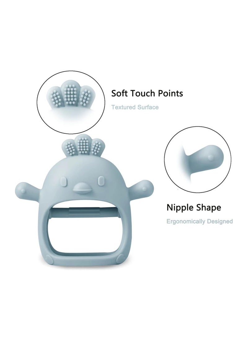 FIRST PRO - 2 Pack Silicone Baby Teething Toys| Baby Hand Teether Mitten for Sucking Needs| Baby Chew Toys Hand Pacifier for Soothing Teething Pain Relief (Pink/Blue) - Image 1