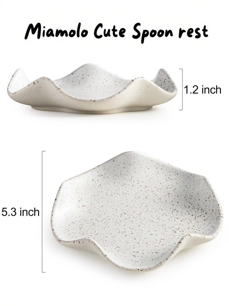 Miamolo Spoon Rest for Kitchen Counter, 5.3" Ceramic Spoon Holder for Stove Top, Cute Coffee Spoon Rest, Modern Kitchen Spoon Holder for Multiple Utensils, Farmhouse Home DÃ©Cor, Housewarming Gift - Image 4
