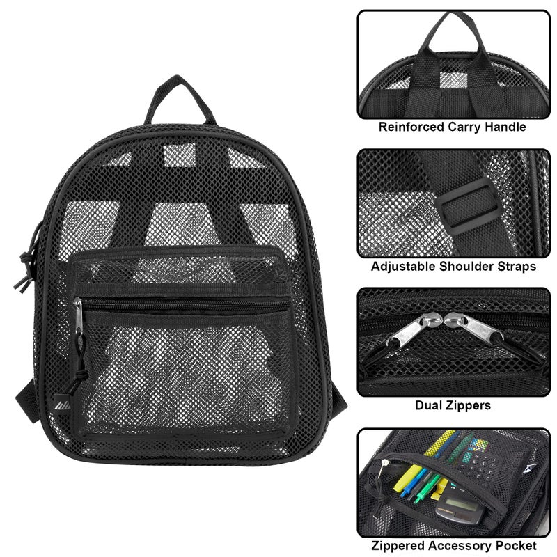 Summit Ridge Mini Mesh Backpack for Women, Men, Beach Toys, Pool, and Swimming Gear; Mini Transparent Backpacks with Padded Straps (Black) - Image 2