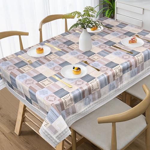 Oriental Weavers OrientalWeavers PVC Dining Table Cover - 60 x 108 in, 8 Seater Table Protector Cover - Rectangle Shape Table Cover with White Side Trim Lace, New Ethnic Design Print - Image 1
