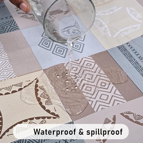 Oriental Weavers OrientalWeavers PVC Dining Table Cover - 60 x 108 in, 8 Seater Table Protector Cover - Rectangle Shape Table Cover with White Side Trim Lace, New Ethnic Design Print - Image 5