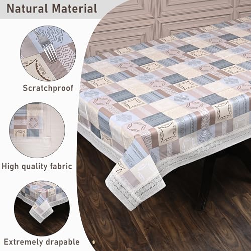 Oriental Weavers OrientalWeavers PVC Dining Table Cover - 60 x 108 in, 8 Seater Table Protector Cover - Rectangle Shape Table Cover with White Side Trim Lace, New Ethnic Design Print - Image 3