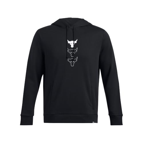 Under Armour Men's Project Rock Rival Fleece Hoodie, (001) Black / / White, X-Large - Image 2