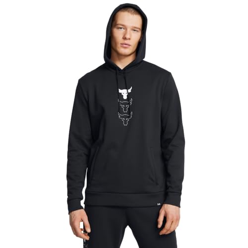 Under Armour Men's Project Rock Rival Fleece Hoodie, (001) Black / / White, X-Large - Image 1