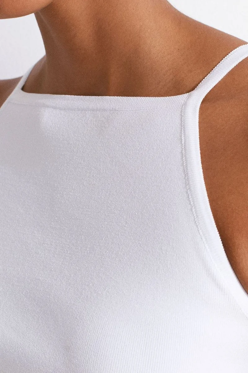 Dilvin White DILVIN Slim Fit Halter Knit Blouse With Bow Detail for Women | Best Price UAE