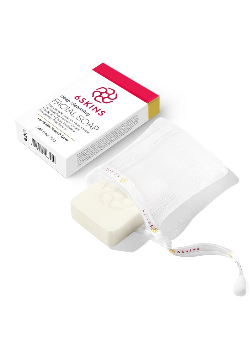 6SKINS - Deep Cleansing Foaming Soap Bar with Niacinamide, Eliminate Dead Skin Cells with Gentle Exfoliation | Brightening Soap For All Skin Types with Premium Natural Extracts & Oils - Image 1