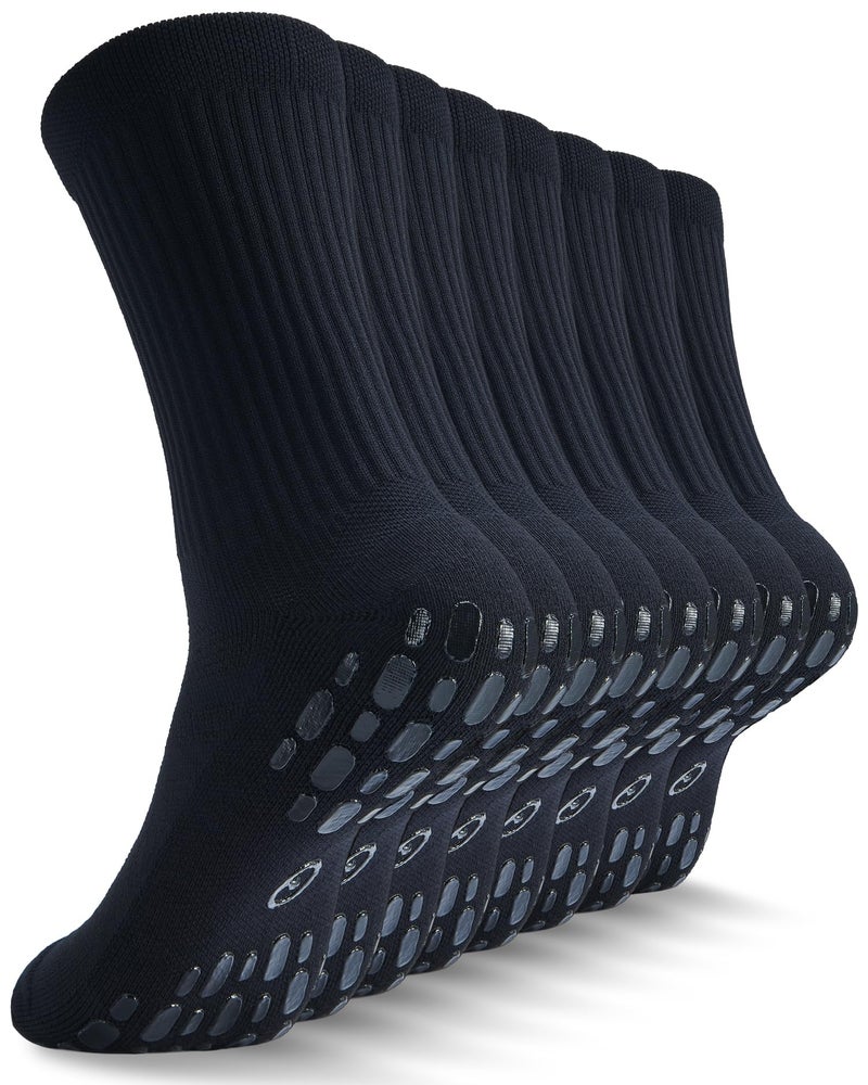 CWVLC Grip Socks Soccer - Cushioned Non-Slip Grippy for Men & Women Athletic - Barre Hospital Sticky Slipper Socks, X-Large, Black, 4 Pairs - Image 1