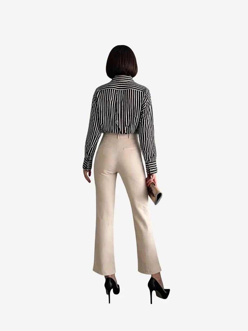 ماي فاشن MY FASHION High Waist Pleated Tailored Trousers