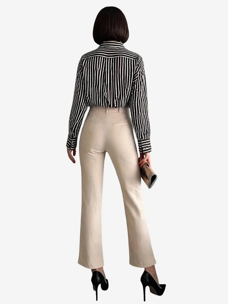 ماي فاشن MY FASHION High Waist Pleated Tailored Trousers