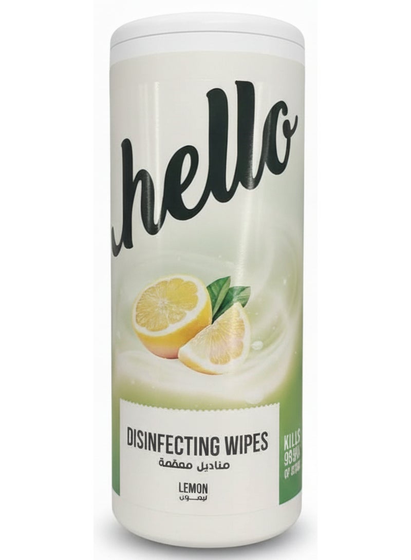 Hello Lemon Disinfecting Wipes Kills 99.9% Of Germs 50 Wipes
