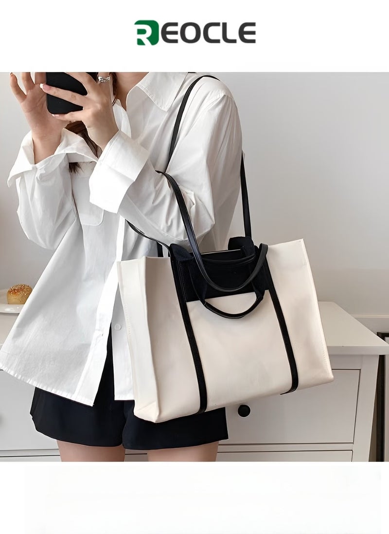 REOCLE Women's Purses Tote Bag Top Handle Satchel Handbag Shoulder Crossbody Bags with Large Capacity Canvas Bag for Commuting & Daily & Travel  - Image 1