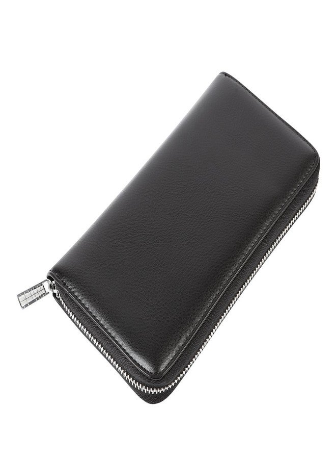 Cynure Women 36 Slots RFID Blocking Card Holder Large Long Leather Zipper Organizer Accordion Wallet,Black - Image 5