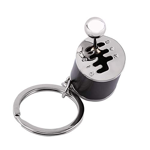 Hztyyier Keychain Shifter Keychain Gear Head Keychain Six-Speed Gear Stick Knob KeyMetal Key Chain Gift(Black) - Image 1