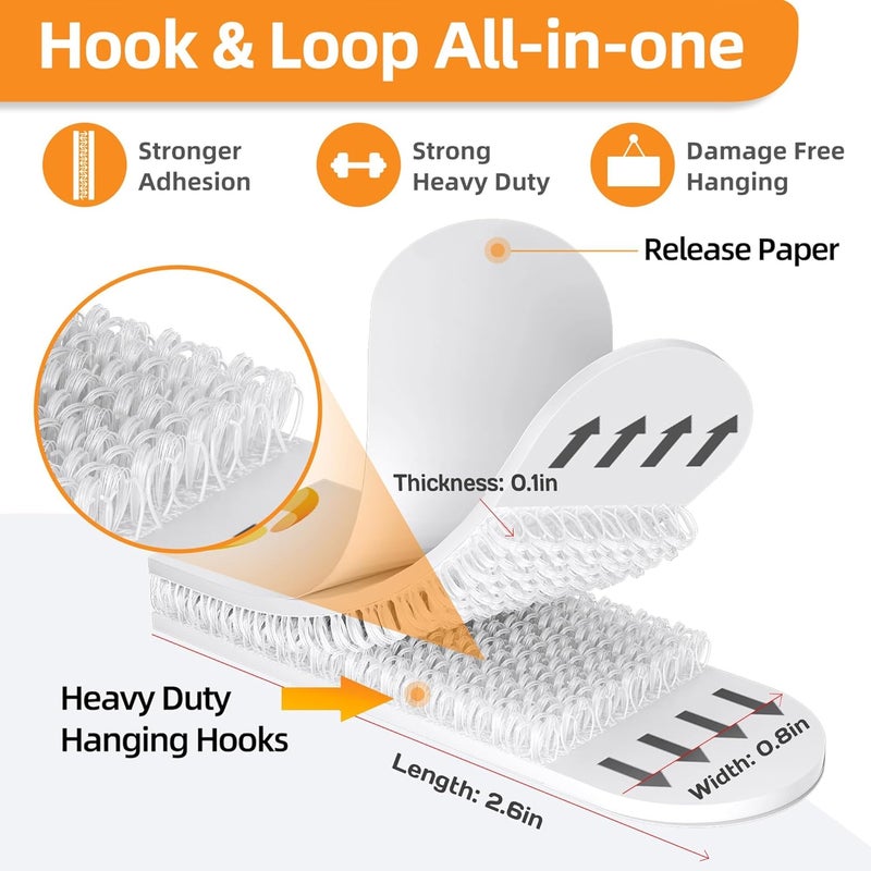 Summerbrite Picture Hanging Strips 40 Strips, Damage Free Removal, Wall Poster Picture Hangers Without Nails, Sticky Hook & Loop Adhesive Strips for Poster/Picture/Home/Office, 20 Pairs/Medium, White - Image 2