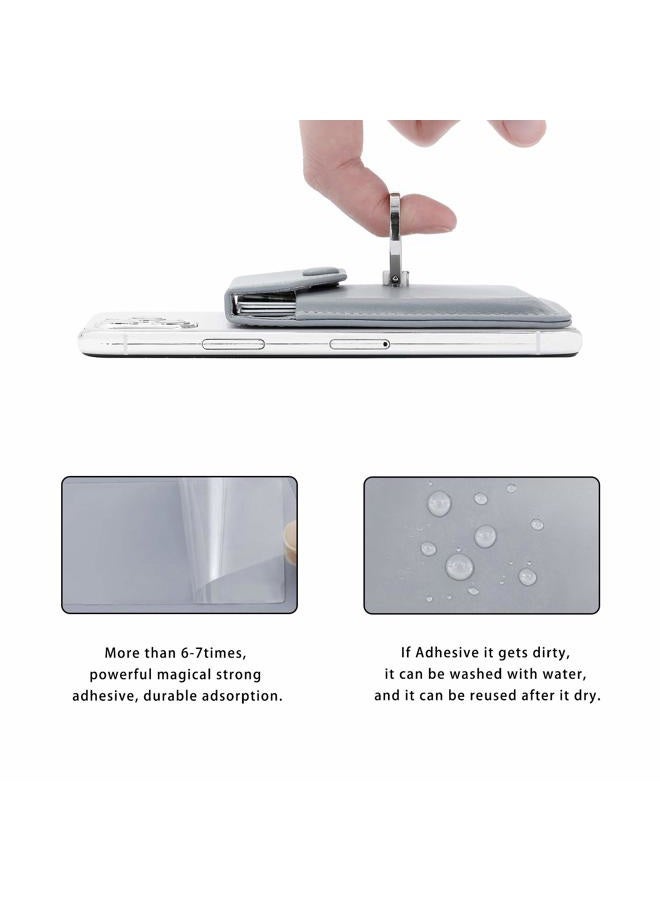YUNCE RFID Card Holder & Ring Stand for iPhone, Android, All Smartphones - Light Grey - Image 4