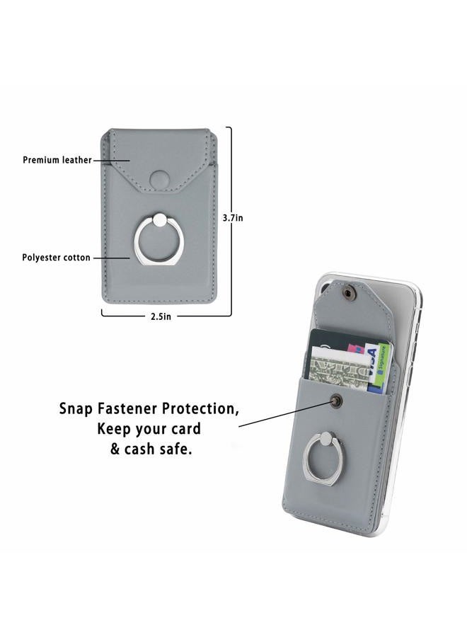 YUNCE RFID Card Holder & Ring Stand for iPhone, Android, All Smartphones - Light Grey - Image 2