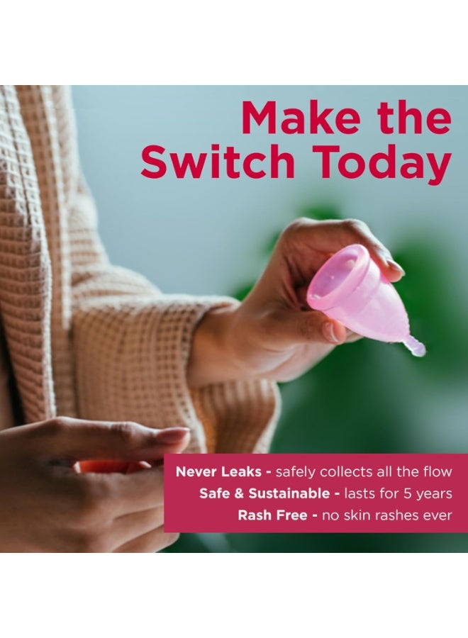 AZAH menstrual cup women small 10 hrs protection medical grade silicone reusable periods no leakage odour rash free ultra soft pack of 1 - Image 2