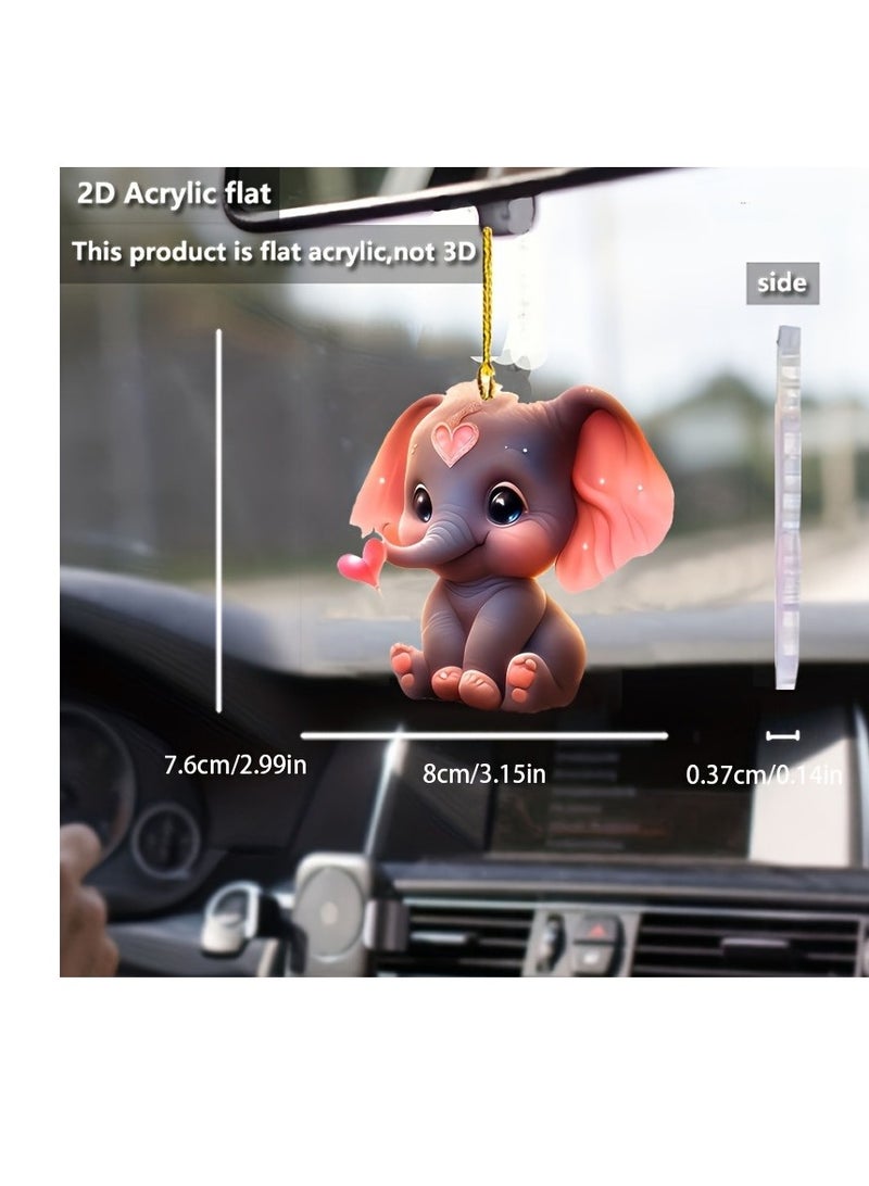 Generic 1pc 2D Acrylic Elephant Shaped Car Pendant, Holiday Decoration, Backpack Pendant, Keychain,  - Image 2