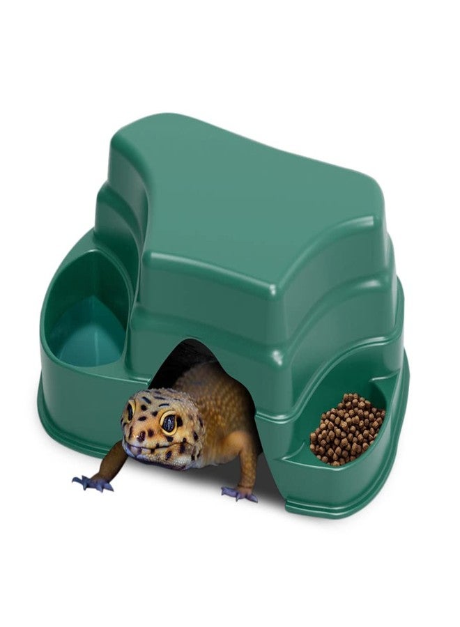 Litewoo Reptile Hide Cave Habitat with Feeder Bowl Sun Terrace for Lizards Spiders Snakes Insects Scorpion Hermit Crab Geckos（Green） - Image 1