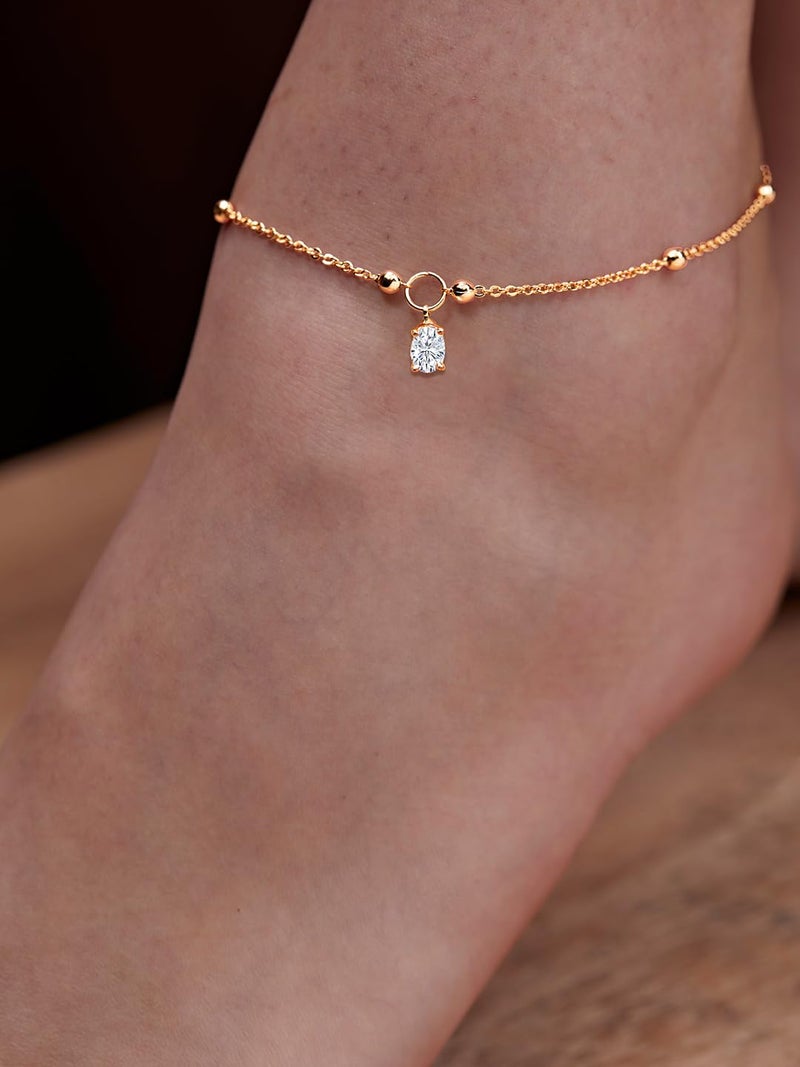 MINUTIAE Gold-Plated Motif Chain Anklet for Women's & Girls_MNT0393OD_G - Image 3