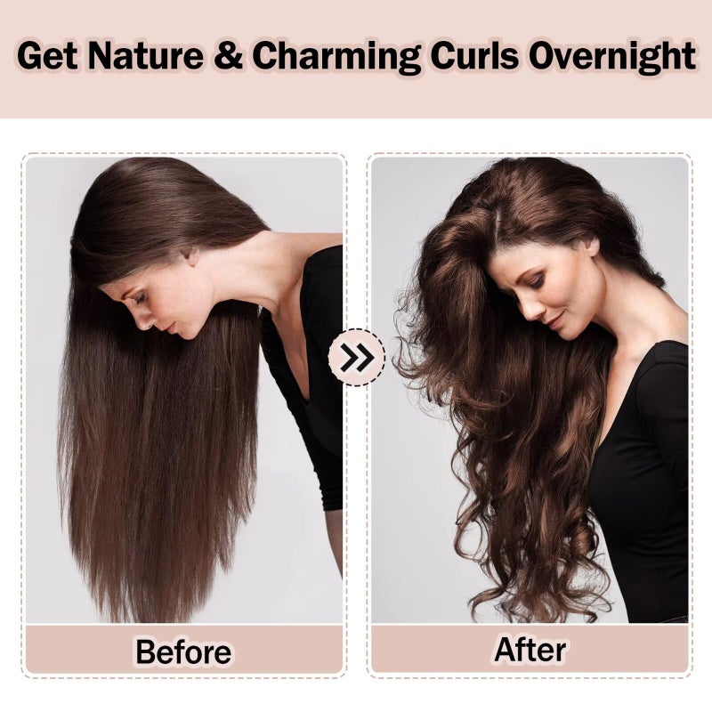 Seritant Heatless Hair Curler,Blowout Heatless Curls Overnight,No Heat Curling Rod Set with Satin Bonnet for Sleep in,Black - Image 4