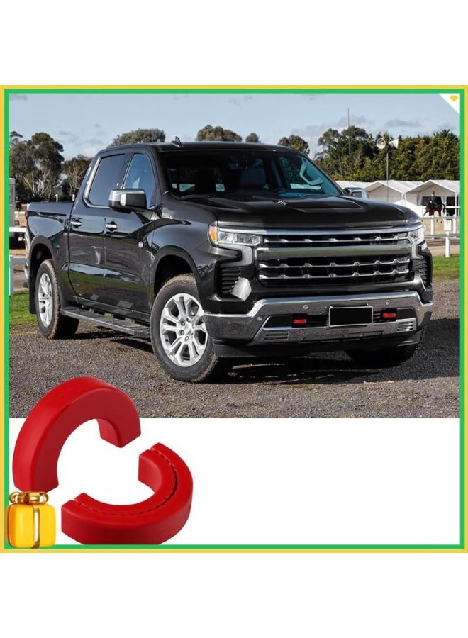Red tow hook cover for GMC and Chevrolet 1500HD models 2007 to 2024, silicone to protect the tow hitch of Sierra and Silverado trucks. - Image 3
