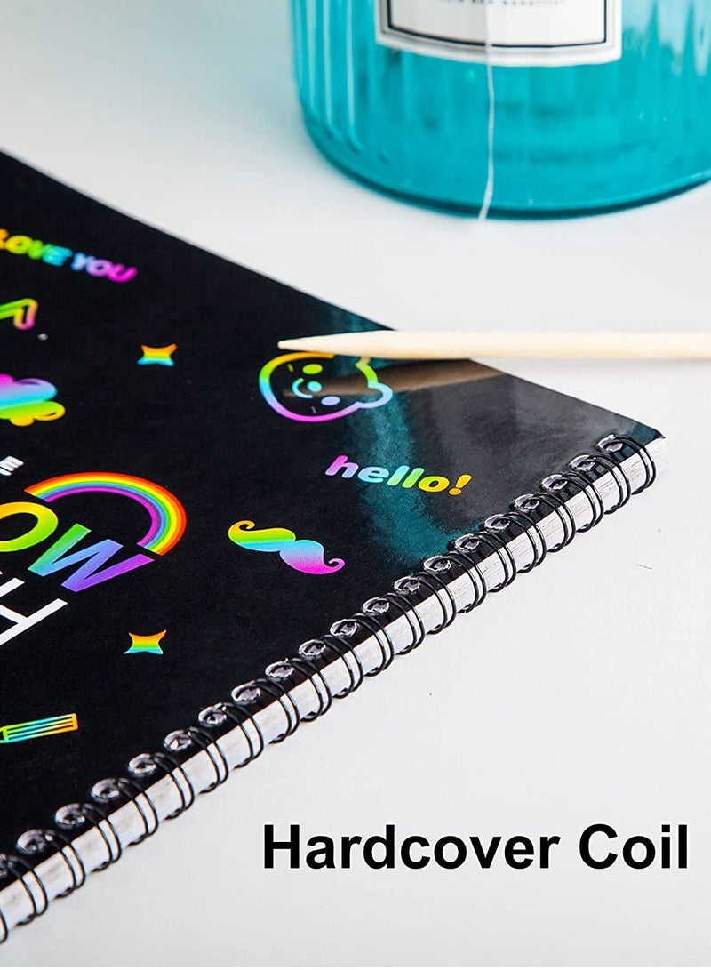 Barakah كتب فنون الخدش للأطفال - حرف للأطفال - فنون وحرف للأطفال - ورق فنون الخدش الكبير - لوحات رسم سحرية ملونة - دفتري ألوان للأطفال من 3 إلى 11 سنة للبنات أو الأولاد - Image 2