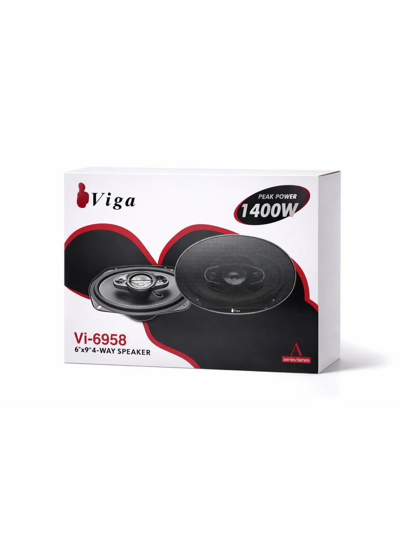 فيجا مكبر صوت بيضاوي للسيارة VI-6958 مقاس 6x9 بوصة - طاقة قصوى 1400 واط - صوت قوي وواضح - زوج من مكبرات الصوت. - Image 1