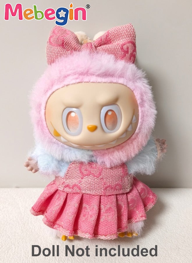 MEBEGIN Labubu Clothes,Pink Dress with Bow for Doll (NO Doll),Bow Dress Set for 17cm Accessories Suit, Cute Clothes for Dress up Unique Style,Adorable Outfit Set for 17cm 