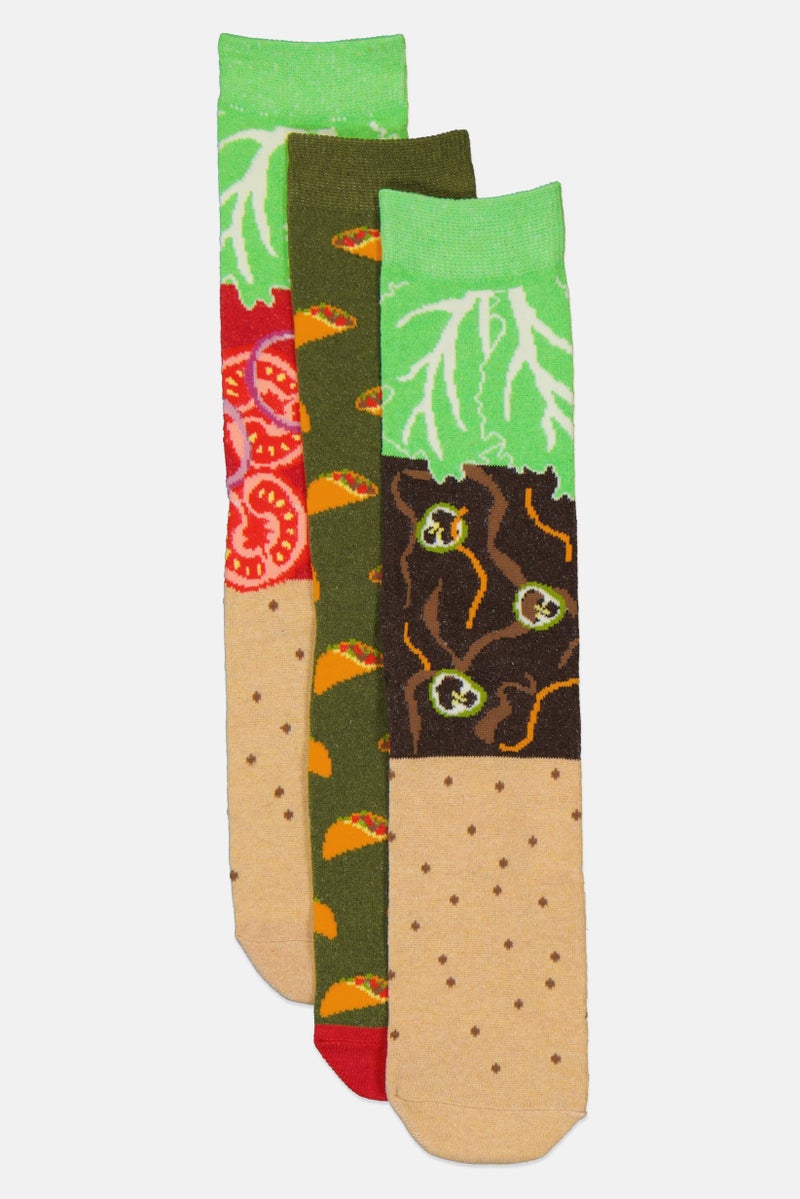 The Orrsum Sock Co Men 3 Pairs Pack Graphic Print Crew Socks, Multicolor - Image 1