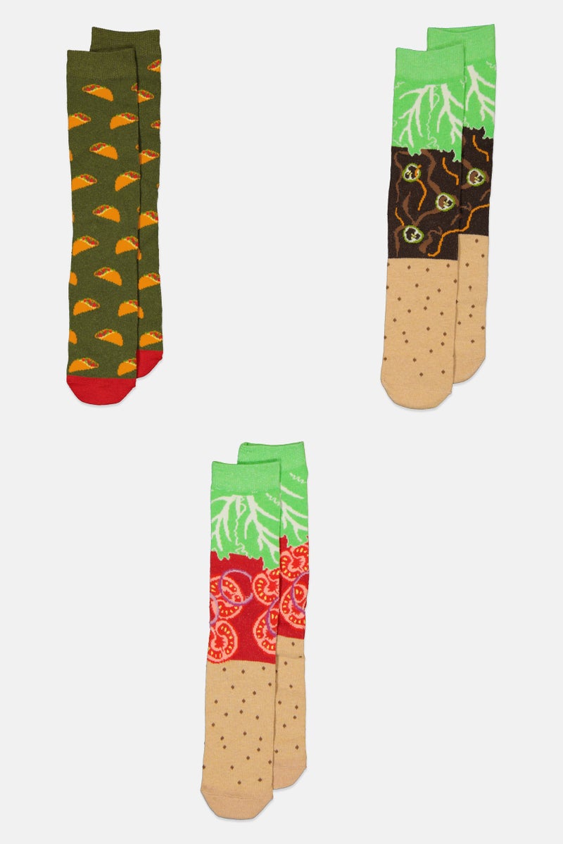 The Orrsum Sock Co Men 3 Pairs Pack Graphic Print Crew Socks, Multicolor - Image 3