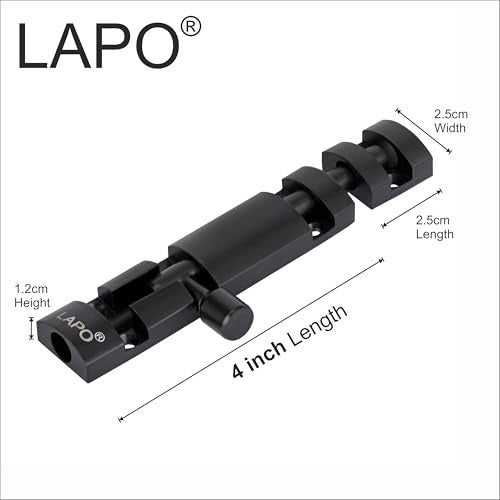 LAPO 6 Pack Premium Aluminium Tower Bolt 4 Inch/Tower Bolt for Main Door and Bathroom/Kundi/Latch/Chitakni/Latch for Main Door/Tower Bolt for Home,Offices Doors,Windows (Black Finish, Pack of 6) - Image 3