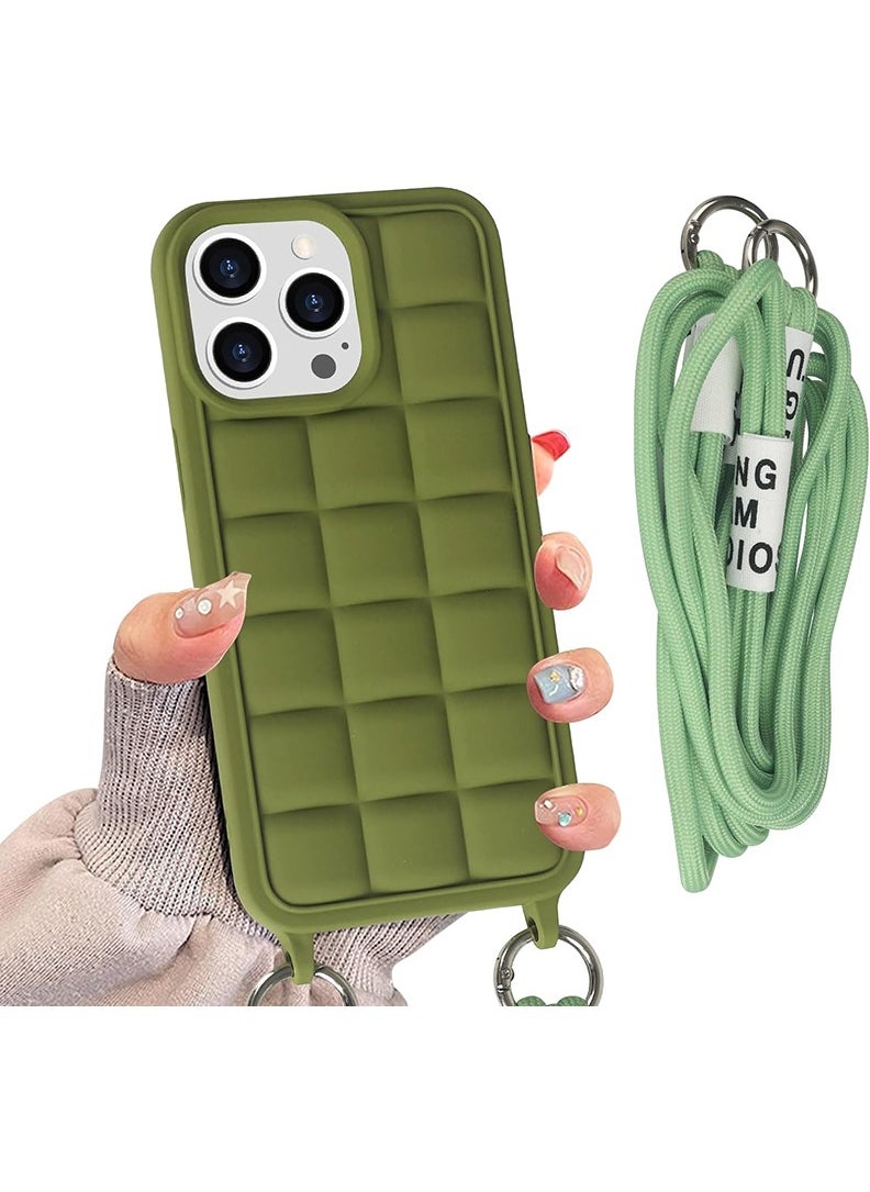 Theodor - Crossbody Cute Lanyard Strap Case For iPhone 14 Pro Max Necklace Cord Candy Silicone Soft Cover Green - Image 1
