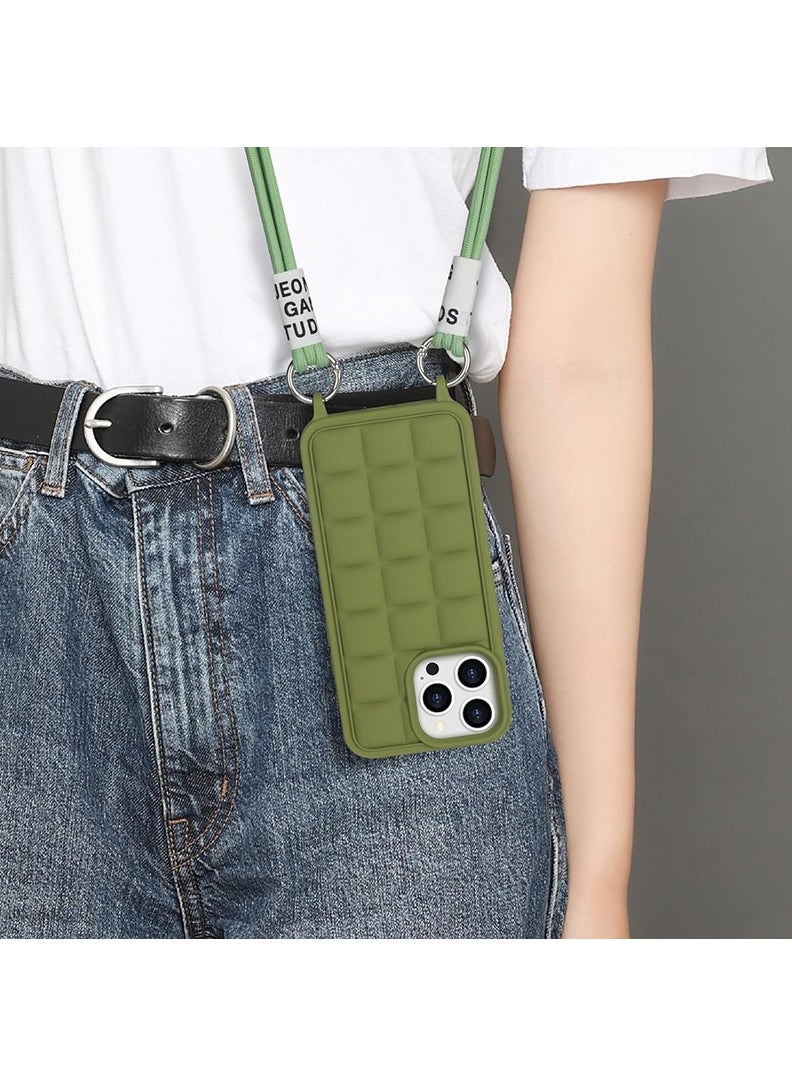 Theodor - Crossbody Cute Lanyard Strap Case For iPhone 14 Pro Max Necklace Cord Candy Silicone Soft Cover Green - Image 1