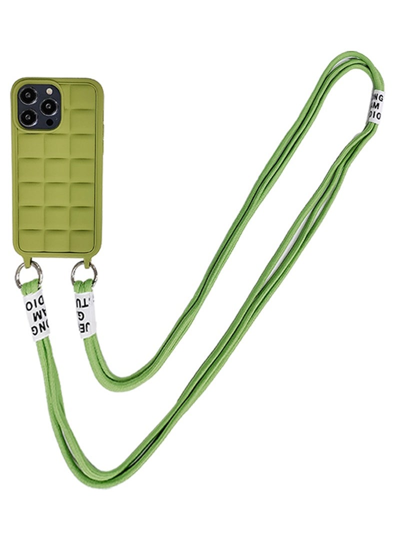 Theodor - Crossbody Cute Lanyard Strap Case For iPhone 14 Pro Max Necklace Cord Candy Silicone Soft Cover Green - Image 1
