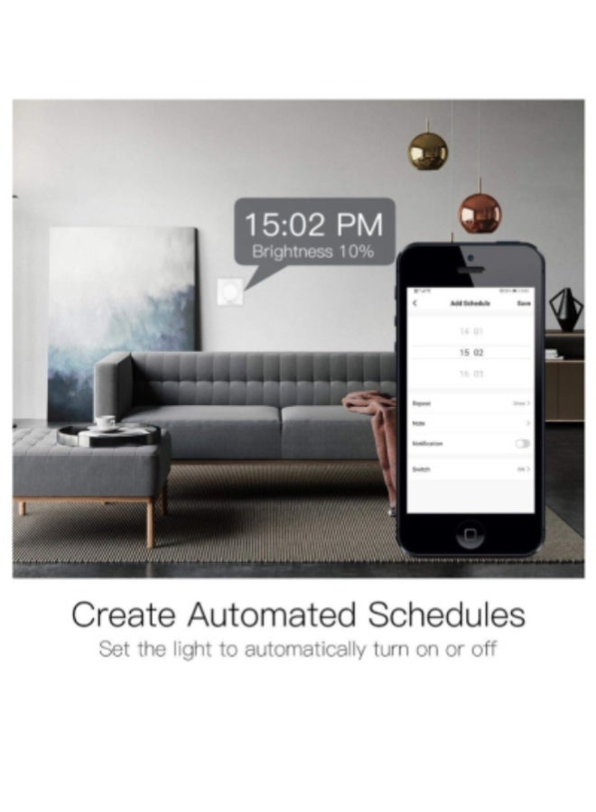 MOES WiFi Smart Rotary LED Dimmer Switch with Touch Control, Timer, Brightness Memory – Works With Google Assistant via Tuya/Smart Life App – White - Image 4