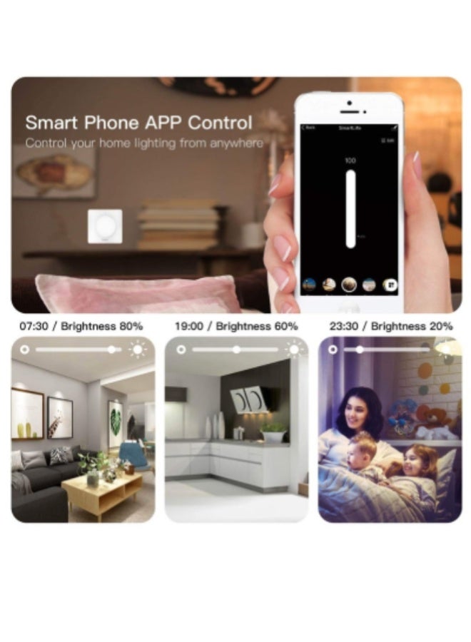 MOES WiFi Smart Rotary LED Dimmer Switch with Touch Control, Timer, Brightness Memory – Works With Google Assistant via Tuya/Smart Life App – White - Image 5
