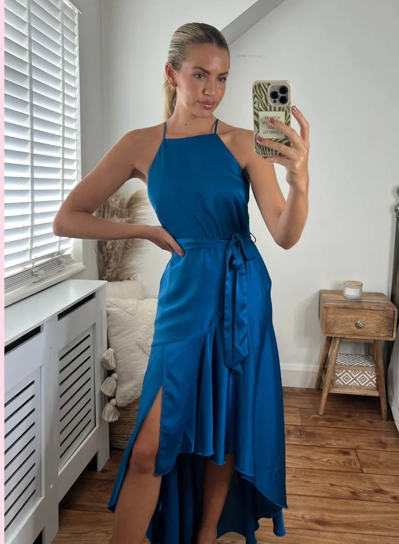 Style Cheat Satin Halter Dress