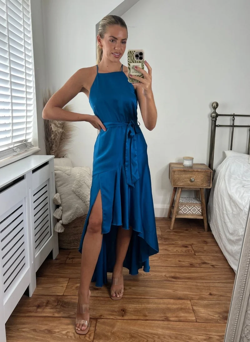 Style Cheat Satin Halter Dress