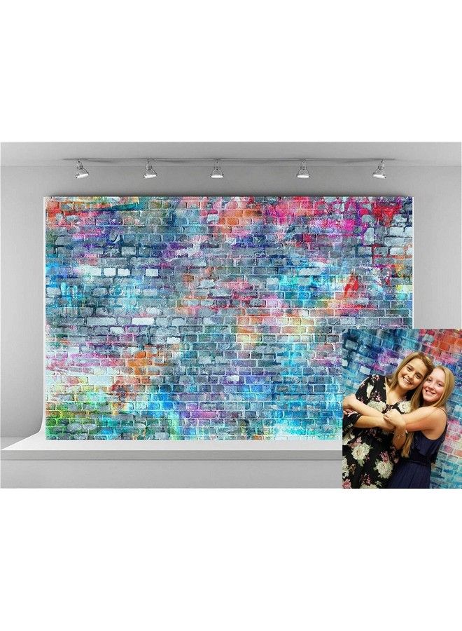Kate 10X6.5Ft Microfiber Colorful Brick Wall Photography Backdrops Rainbow Painting Graffiti Background Rustic Brick Wall Backgrounds Adults Kids Lovers Portrait Backdrop - Image 2