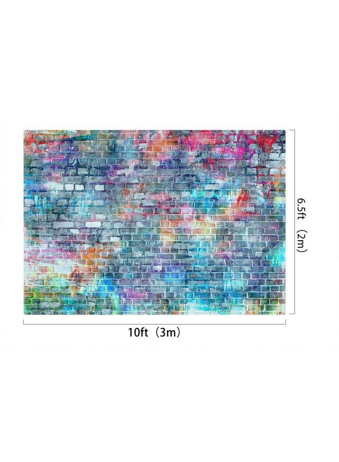 Kate 10X6.5Ft Microfiber Colorful Brick Wall Photography Backdrops Rainbow Painting Graffiti Background Rustic Brick Wall Backgrounds Adults Kids Lovers Portrait Backdrop - Image 3