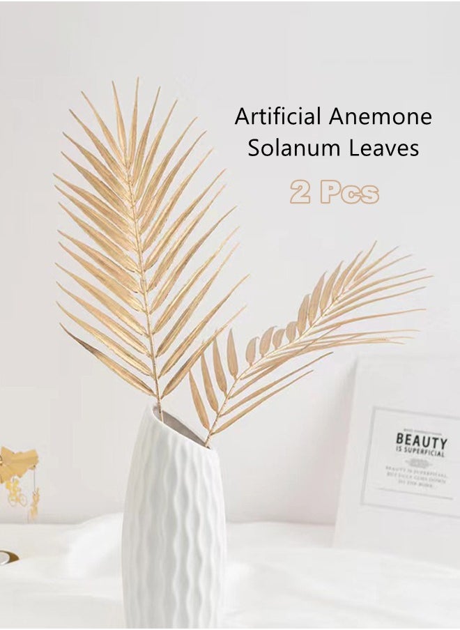 WooFree 2pcs Artificial Anemone Solanum Leaves  - Image 1
