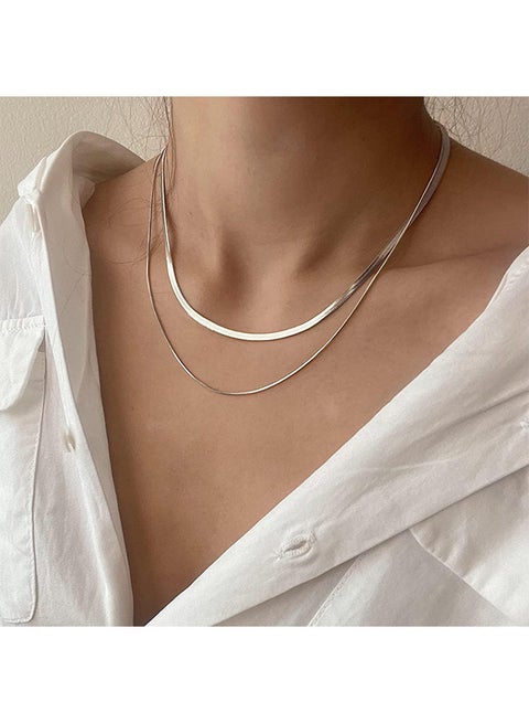 Elegant Silver Color Round Necklace Clavicle Chain For Women Jewelry Gift For Lover And Friend