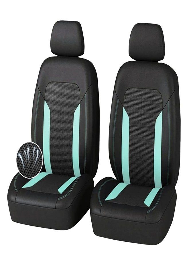 carleef 4PCS Cooling Car Seat Covers,Breathable Front Seat Covers with Mesh Construction and Foam Padding,Car Seat Protector to Reduce Back Sweating,Universal Car Interior for Car SUV (Mint) - Image 1