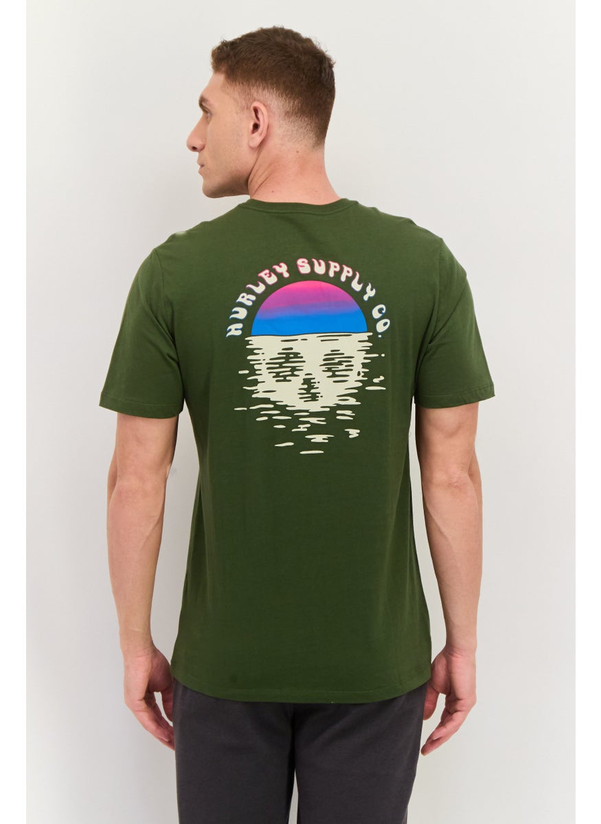 Hurley Men Sportswear Fit Short Sleeve Outdoor T Shirt, Olive  - Image 3